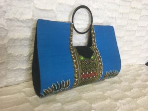 Pink Blue Authentic Dashiki Large Hard Body Hand Bag