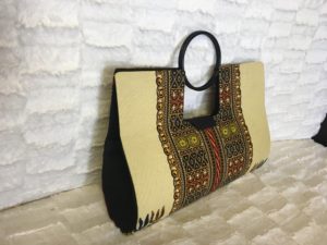 Burgundy Ivory Authentic Dashiki Large Hard Body Hand Bag