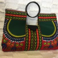 Green Red Authentic Dashiki Large Hard Body Hand Bag