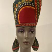 Green and red African Dashiki Head dress