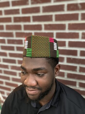 Green multi color genuine kente hausa hat